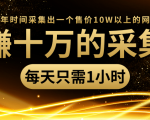 年赚十万的采集站,每天却只需要1小时,一年时间采集出一个售价10W以上的网站-全网第一网赚项目资源库-中赚网 & 中创网 & 冒泡网 & 福缘网 - 小本轻创业与优质加盟项目首选平台
