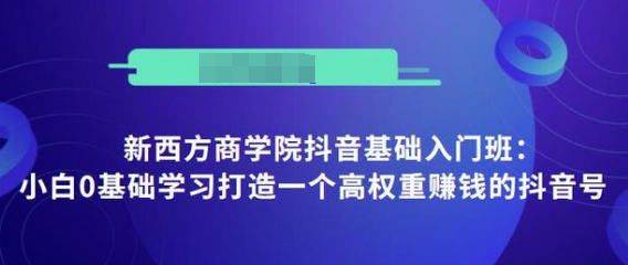 抖音基础入门班：小白0基础学习打造一个高权重赚钱的抖音号-全网第一网赚项目资源库-中赚网 & 中创网 & 冒泡网 & 福缘网 - 小本轻创业与优质加盟项目首选平台