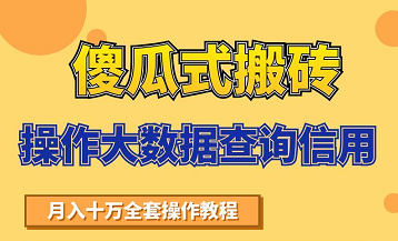 搬砖操作大数据查询信用项目赚钱教程，祝你快速月入6万-全网第一网赚项目资源库-中赚网 & 中创网 & 冒泡网 & 福缘网 - 小本轻创业与优质加盟项目首选平台