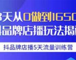 抖品牌店播5天流量训练营:28天从0做到1650万抖音品牌店播玩法揭秘-全网第一网赚项目资源库-中赚网 & 中创网 & 冒泡网 & 福缘网 - 小本轻创业与优质加盟项目首选平台