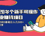 20多个新手可操作的副业赚钱项目:业余时间0基础日入几500+实操分享-全网第一网赚项目资源库-中赚网 & 中创网 & 冒泡网 & 福缘网 - 小本轻创业与优质加盟项目首选平台