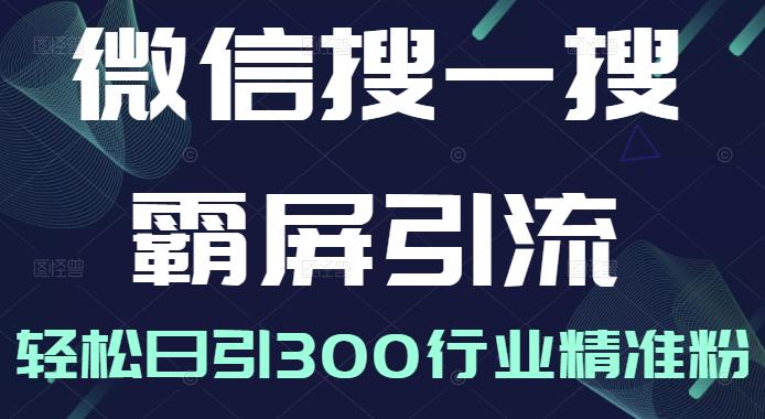 微信搜一搜霸屏引流课，打造被动精准引流系统，轻松日引300行业精准粉-全网第一网赚项目资源库-中赚网 & 中创网 & 冒泡网 & 福缘网 - 小本轻创业与优质加盟项目首选平台
