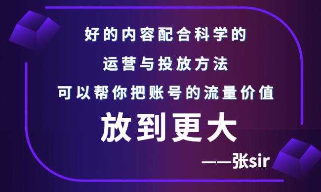 张sir账号流量增长课，告别海王流量，让你的流量更精准-全网第一网赚项目资源库-中赚网 & 中创网 & 冒泡网 & 福缘网 - 小本轻创业与优质加盟项目首选平台