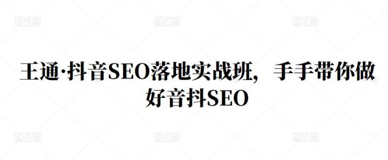 王通·抖音SEO落地实战班，手‬手带你做好音抖‬‬SEO-全网第一网赚项目资源库-中赚网 & 中创网 & 冒泡网 & 福缘网 - 小本轻创业与优质加盟项目首选平台