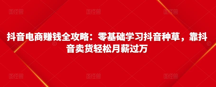 抖音电商赚钱全攻略：零基础学习抖音种草，靠抖音卖货轻松月薪过万-全网第一网赚项目资源库-中赚网 & 中创网 & 冒泡网 & 福缘网 - 小本轻创业与优质加盟项目首选平台