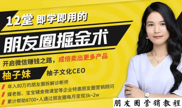 【营销必学】12堂学之即用的朋友圈掘金术：开启你的副业赚钱之路-全网第一网赚项目资源库-中赚网 & 中创网 & 冒泡网 & 福缘网 - 小本轻创业与优质加盟项目首选平台