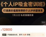 个人IP吸金密训班,打造高价值高效率的个人IP内容体系(价值12800元)-全网第一网赚项目资源库-中赚网 & 中创网 & 冒泡网 & 福缘网 - 小本轻创业与优质加盟项目首选平台