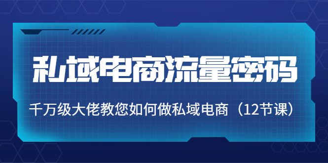 私域电商流量密码：千万级大佬教您如何做私域电商（12节课）-全网第一网赚项目资源库-中赚网 & 中创网 & 冒泡网 & 福缘网 - 小本轻创业与优质加盟项目首选平台
