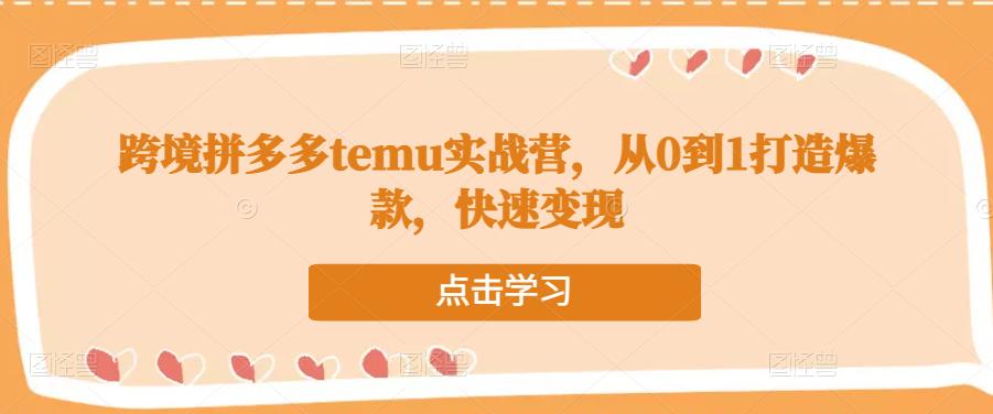 跨境拼多多temu实战营，从0到1打造爆款，快速变现-全网第一网赚项目资源库-中赚网 & 中创网 & 冒泡网 & 福缘网 - 小本轻创业与优质加盟项目首选平台