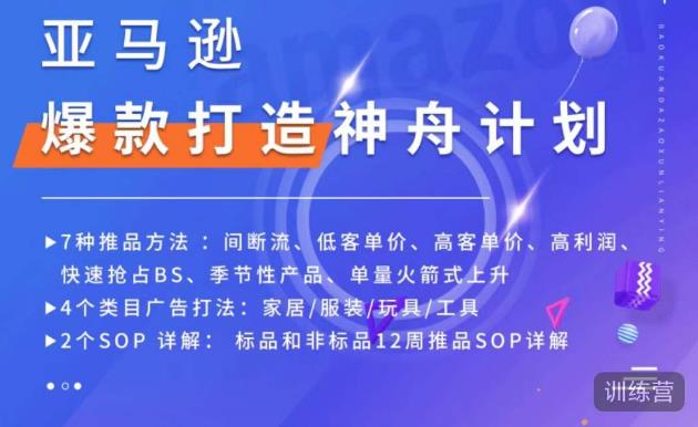 亚马逊爆款打造神舟计划，​7种推品方法，4个类目广告打法，2个SOP详解-全网第一网赚项目资源库-中赚网 & 中创网 & 冒泡网 & 福缘网 - 小本轻创业与优质加盟项目首选平台