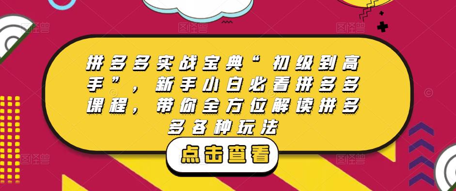 拼多多实战宝典“初级到高手”，新手小白必看拼多多课程，带你全方位解读拼多多各种玩法-全网第一网赚项目资源库-中赚网 & 中创网 & 冒泡网 & 福缘网 - 小本轻创业与优质加盟项目首选平台