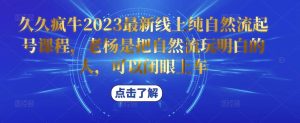久久疯牛2023最新线上纯自然流起号课程,老杨是把自然流玩明白的人,可以闭眼上车-全网第一网赚项目资源库-中赚网 & 中创网 & 冒泡网 & 福缘网 - 小本轻创业与优质加盟项目首选平台