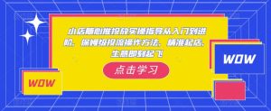 小店随心推投放实操指导从入门到进阶,保姆级投流操作方法,精准起店,生意即刻起飞-全网第一网赚项目资源库-中赚网 & 中创网 & 冒泡网 & 福缘网 - 小本轻创业与优质加盟项目首选平台