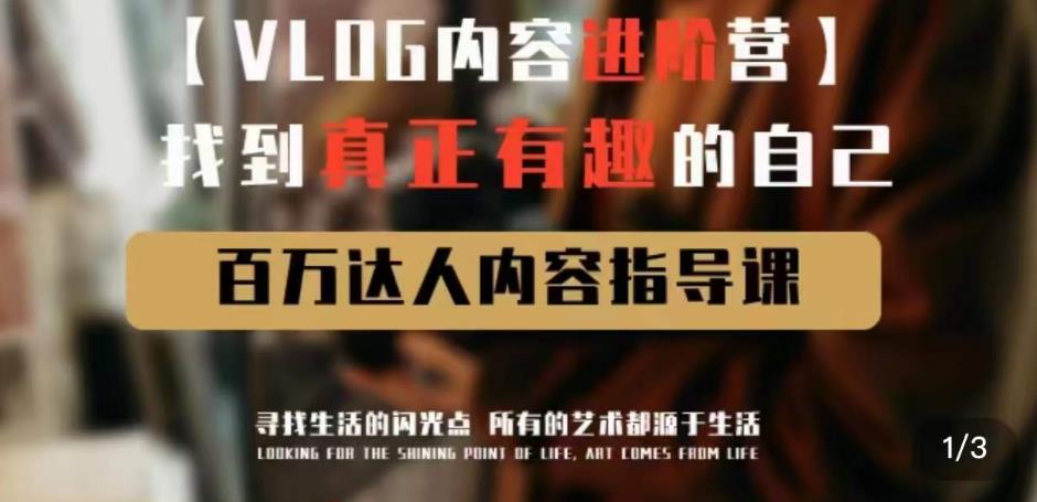 vlog内容进阶营，找到真正有趣的自己，百万达人内容指导课-全网第一网赚项目资源库-中赚网 & 中创网 & 冒泡网 & 福缘网 - 小本轻创业与优质加盟项目首选平台