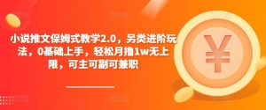 小说推文保姆式教学2.0，另类进阶玩法，0基础上手，轻松月撸1w无上限，可主可副可兼职-全网第一网赚项目资源库-中赚网 & 中创网 & 冒泡网 & 福缘网 - 小本轻创业与优质加盟项目首选平台