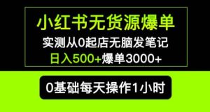 小红书无货源爆单实测从0起店无脑发笔记爆单3000+长期项目可多店-全网第一网赚项目资源库-中赚网 & 中创网 & 冒泡网 & 福缘网 - 小本轻创业与优质加盟项目首选平台
