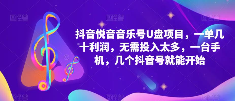 抖音音乐号U盘项目，一单几十利润，无需投入太多，一台手机，几个抖音号就能开始-全网第一网赚项目资源库-中赚网 & 中创网 & 冒泡网 & 福缘网 - 小本轻创业与优质加盟项目首选平台