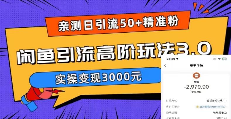 亲测日引50+精准粉，闲鱼引流高阶玩法3.0，实操变现3000元【揭秘】-全网第一网赚项目资源库-中赚网 & 中创网 & 冒泡网 & 福缘网 - 小本轻创业与优质加盟项目首选平台