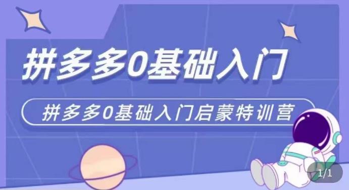 拼多多运营0-1实操特训营，拼多多0基础入门，从基础到进阶的可实操玩法-全网第一网赚项目资源库-中赚网 & 中创网 & 冒泡网 & 福缘网 - 小本轻创业与优质加盟项目首选平台