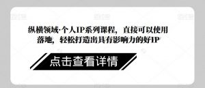 纵横领域·个人IP系列课程,直接可以使用落地,轻松打造出具有影响力的好IP-全网第一网赚项目资源库-中赚网 & 中创网 & 冒泡网 & 福缘网 - 小本轻创业与优质加盟项目首选平台