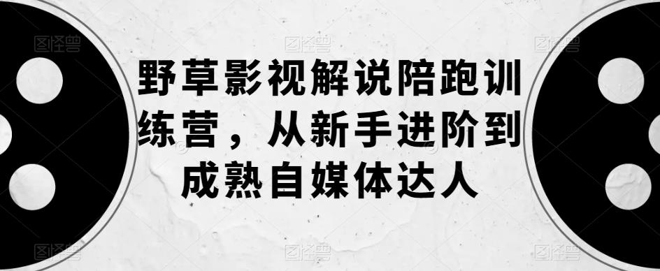 野草影视解说陪跑训练营，从新手进阶到成熟自媒体达人-全网第一网赚项目资源库-中赚网 & 中创网 & 冒泡网 & 福缘网 - 小本轻创业与优质加盟项目首选平台
