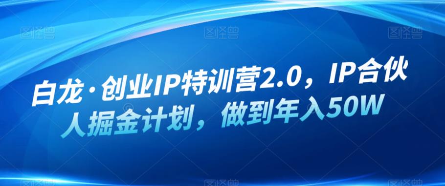 白龙·创业IP特训营2.0，IP合伙人掘金计划，做到年入50W-全网第一网赚项目资源库-中赚网 & 中创网 & 冒泡网 & 福缘网 - 小本轻创业与优质加盟项目首选平台