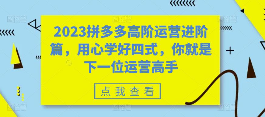 2023拼多多高阶运营进阶篇，用心学好四式，你就是下一位运营高手-全网第一网赚项目资源库-中赚网 & 中创网 & 冒泡网 & 福缘网 - 小本轻创业与优质加盟项目首选平台