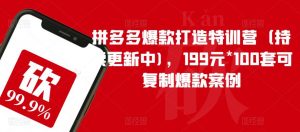 拼多多爆款打造特训营(持续更新中),199元*100套可复制爆款案例-全网第一网赚项目资源库-中赚网 & 中创网 & 冒泡网 & 福缘网 - 小本轻创业与优质加盟项目首选平台