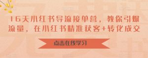 16天小红书导流接单营,教你引爆流量,在小红书精准获客+转化成交-全网第一网赚项目资源库-中赚网 & 中创网 & 冒泡网 & 福缘网 - 小本轻创业与优质加盟项目首选平台