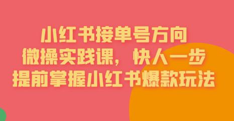 接单号方向·小红书微操实践课，快人一步，提前掌握小红书爆款玩法-全网第一网赚项目资源库-中赚网 & 中创网 & 冒泡网 & 福缘网 - 小本轻创业与优质加盟项目首选平台