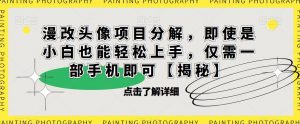 漫改头像项目分解,即使是小白也能轻松上手,仅需一部手机即可【揭秘】-全网第一网赚项目资源库-中赚网 & 中创网 & 冒泡网 & 福缘网 - 小本轻创业与优质加盟项目首选平台