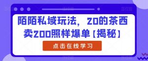 陌陌私域玩法,20的茶西卖200照样爆单【揭秘】-全网第一网赚项目资源库-中赚网 & 中创网 & 冒泡网 & 福缘网 - 小本轻创业与优质加盟项目首选平台