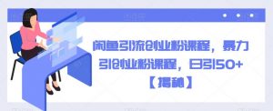 闲鱼引流创业粉课程,暴力引创业粉课程,日引50+【揭秘】-全网第一网赚项目资源库-中赚网 & 中创网 & 冒泡网 & 福缘网 - 小本轻创业与优质加盟项目首选平台