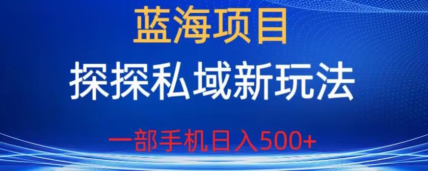 蓝海项目，探探私域新玩法，一部手机日入500+很轻松【揭秘】-全网第一网赚项目资源库-中赚网 & 中创网 & 冒泡网 & 福缘网 - 小本轻创业与优质加盟项目首选平台