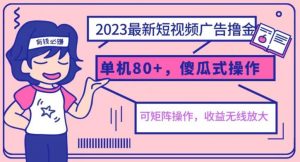 2023最新玩法短视频广告撸金，亲测单机收益80+，可矩阵，傻瓜式操作，小白可上手【揭秘】-全网第一网赚项目资源库-中赚网 & 中创网 & 冒泡网 & 福缘网 - 小本轻创业与优质加盟项目首选平台