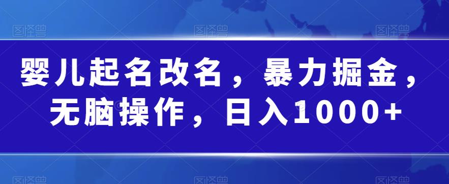 婴儿起名改名，暴力掘金，无脑操作，日入1000+【揭秘】-全网第一网赚项目资源库-中赚网 & 中创网 & 冒泡网 & 福缘网 - 小本轻创业与优质加盟项目首选平台