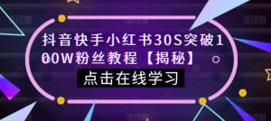 抖音快手小红书30S突破100W粉丝教程【揭秘】-全网第一网赚项目资源库-中赚网 & 中创网 & 冒泡网 & 福缘网 - 小本轻创业与优质加盟项目首选平台
