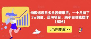 纯搬运项目多多视频带货,一个月搞了5w佣金,蓝海项目,纯小白也能操作【揭秘】-全网第一网赚项目资源库-中赚网 & 中创网 & 冒泡网 & 福缘网 - 小本轻创业与优质加盟项目首选平台