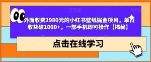 外面收费2980元的小红书壁纸掘金项目，单日收益破1000+，一部手机即可操作【揭秘】-全网第一网赚项目资源库-中赚网 & 中创网 & 冒泡网 & 福缘网 - 小本轻创业与优质加盟项目首选平台
