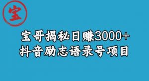 宝哥揭秘日赚3000+抖音励志语录号短视频变现项目-全网第一网赚项目资源库-中赚网 & 中创网 & 冒泡网 & 福缘网 - 小本轻创业与优质加盟项目首选平台