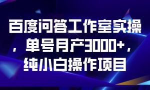 百度问答工作室实操，单号月产3000+，纯小白操作项目【揭秘】-全网第一网赚项目资源库-中赚网 & 中创网 & 冒泡网 & 福缘网 - 小本轻创业与优质加盟项目首选平台