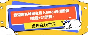 靠短剧私域掘金月入5W小白闭眼做(教程+2T资料)-全网第一网赚项目资源库-中赚网 & 中创网 & 冒泡网 & 福缘网 - 小本轻创业与优质加盟项目首选平台