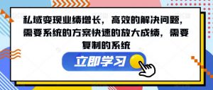 私域变现业绩增长,高效的解决问题,需要系统的方案快速的放大成绩,需要复制的系统-全网第一网赚项目资源库-中赚网 & 中创网 & 冒泡网 & 福缘网 - 小本轻创业与优质加盟项目首选平台