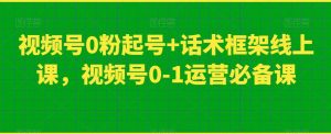 视频号0粉起号+话术框架线上课，视频号0-1运营必备课-全网第一网赚项目资源库-中赚网 & 中创网 & 冒泡网 & 福缘网 - 小本轻创业与优质加盟项目首选平台