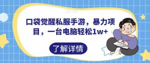 口袋觉醒私服手游,暴力项目,一台电脑轻松1w+【揭秘】-全网第一网赚项目资源库-中赚网 & 中创网 & 冒泡网 & 福缘网 - 小本轻创业与优质加盟项目首选平台