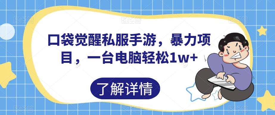 口袋觉醒私服手游，暴力项目，一台电脑轻松1w+【揭秘】-全网第一网赚项目资源库-中赚网 & 中创网 & 冒泡网 & 福缘网 - 小本轻创业与优质加盟项目首选平台