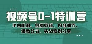 视频号0-1特训营:平台机制、拍摄剪辑、内容创作、爆款公式,实战案例分享-全网第一网赚项目资源库-中赚网 & 中创网 & 冒泡网 & 福缘网 - 小本轻创业与优质加盟项目首选平台