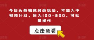 今日头条视频另类玩法,不加入中视频计划,日入100-200,可批量操作【揭秘】-全网第一网赚项目资源库-中赚网 & 中创网 & 冒泡网 & 福缘网 - 小本轻创业与优质加盟项目首选平台