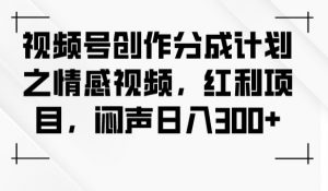 视频号创作分成计划之情感视频，红利项目，闷声日入300+-全网第一网赚项目资源库-中赚网 & 中创网 & 冒泡网 & 福缘网 - 小本轻创业与优质加盟项目首选平台