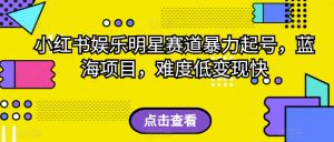 小红书娱乐明星赛道暴力起号,蓝海项目,难度低变现快【揭秘】-全网第一网赚项目资源库-中赚网 & 中创网 & 冒泡网 & 福缘网 - 小本轻创业与优质加盟项目首选平台